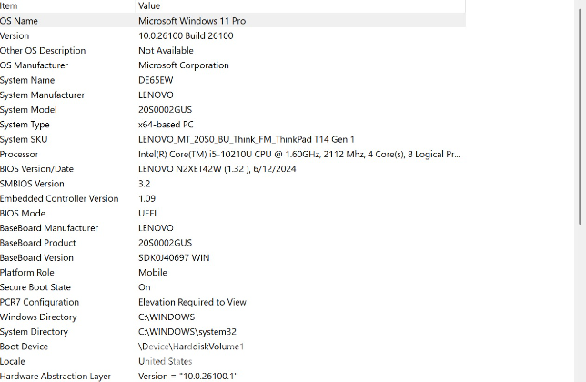 Lenevo thinkpad t14 gen 1